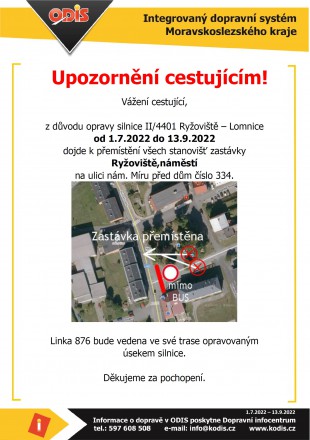 Přemístění autobusové zastávky v Ryžovišti